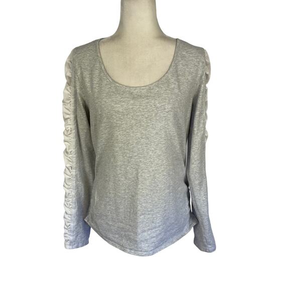 Sundance Bellina Ruched Velvet Sleeve Twilight-Core Grey Medium Top - Picture 4 of 10